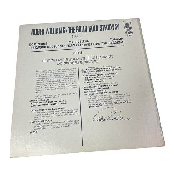1964 Roger Williams The Solid Gold Steinway LP Vinyl Record w Life Story Book - Picture 3 of 3